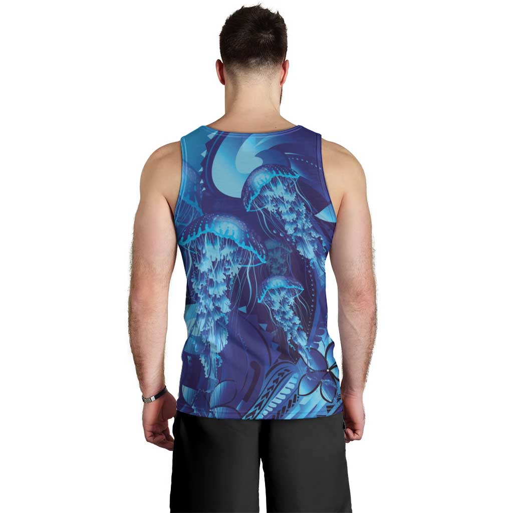 Purple Paradise Polynesia Jellyfish Men Tank Top Plumeria Polynesian Tattoo Glowing Vibes