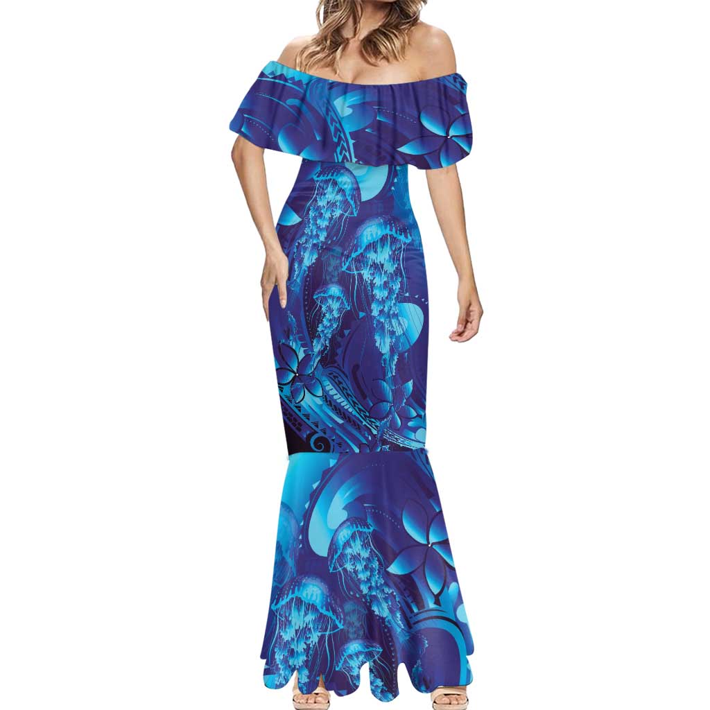 Purple Paradise Polynesia Jellyfish Mermaid Dress Plumeria Polynesian Tattoo Glowing Vibes