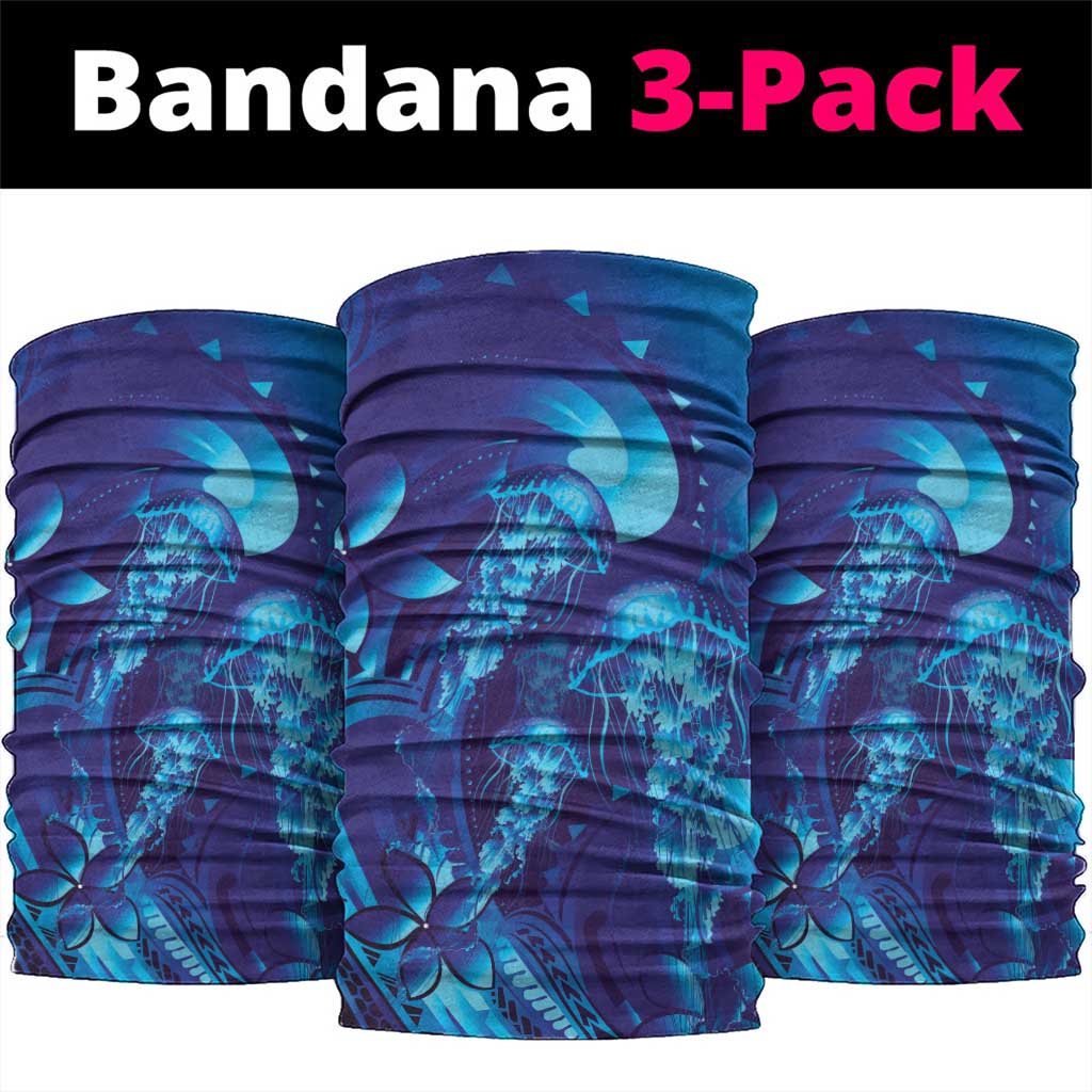 Purple Paradise Polynesia Jellyfish Neck Gaiter Plumeria Polynesian Tattoo Glowing Vibes