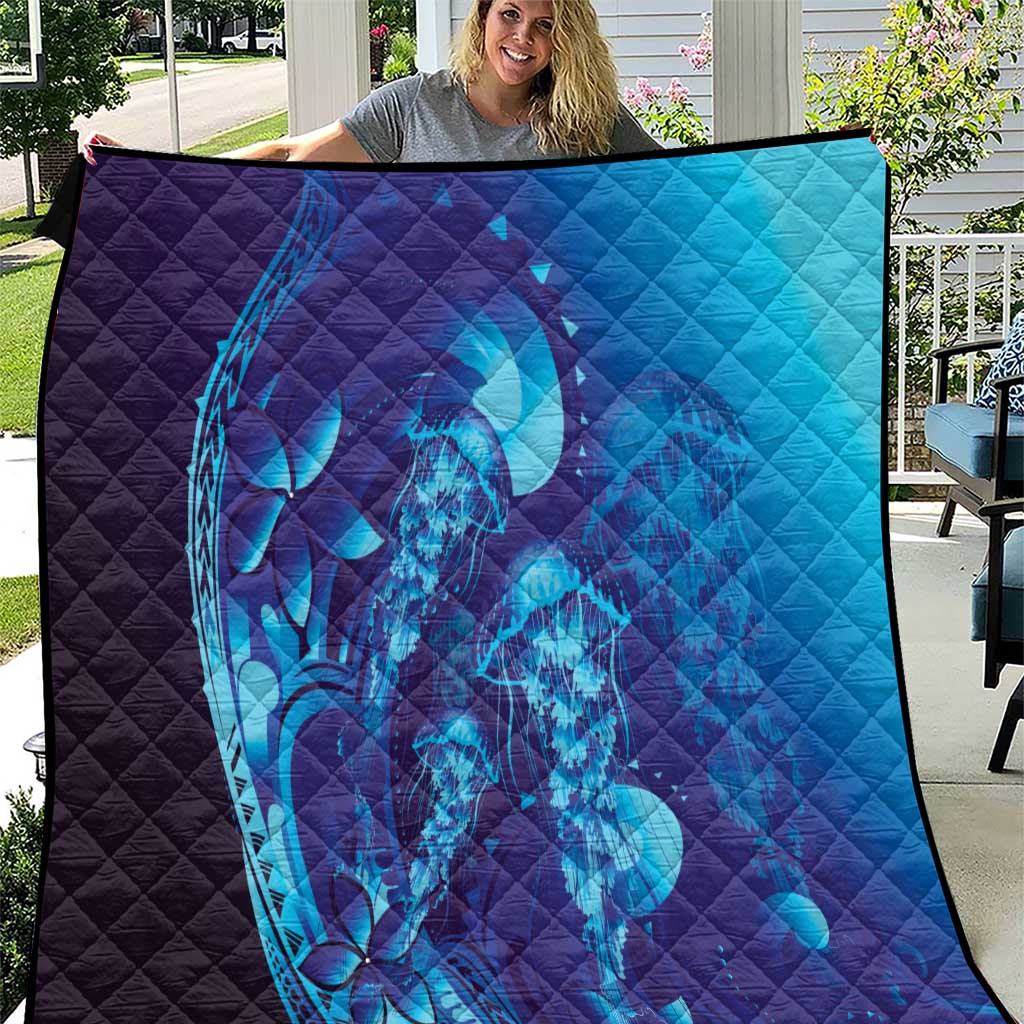 Purple Paradise Polynesia Jellyfish Quilt Plumeria Polynesian Tattoo Glowing Vibes