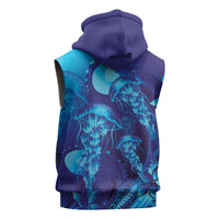 Purple Paradise Polynesia Jellyfish Sleeveless Hoodie Plumeria Polynesian Tattoo Glowing Vibes