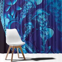 Purple Paradise Polynesia Jellyfish Window Curtain Plumeria Polynesian Tattoo Glowing Vibes
