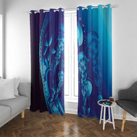Purple Paradise Polynesia Jellyfish Window Curtain Plumeria Polynesian Tattoo Glowing Vibes
