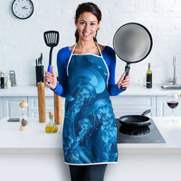 Blue Gradient Polynesia Jellyfish Apron Plumeria Polynesian Tattoo Glowing Vibes