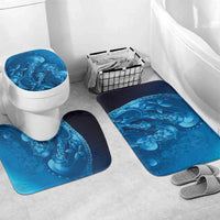 Blue Gradient Polynesia Jellyfish Bathroom Set Plumeria Polynesian Tattoo Glowing Vibes