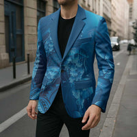 Blue Gradient Polynesia Jellyfish Blazer Plumeria Polynesian Tattoo Glowing Vibes