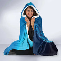 Blue Gradient Polynesia Jellyfish Hooded Blanket Plumeria Polynesian Tattoo Glowing Vibes
