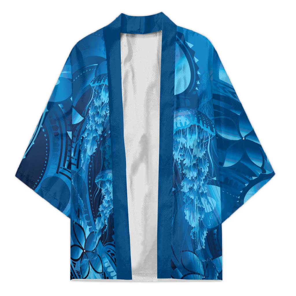 Blue Gradient Polynesia Jellyfish Kimono Plumeria Polynesian Tattoo Glowing Vibes