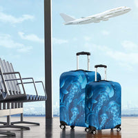 Blue Gradient Polynesia Jellyfish Luggage Cover Plumeria Polynesian Tattoo Glowing Vibes