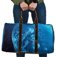 Blue Gradient Polynesia Jellyfish Travel Bag Plumeria Polynesian Tattoo Glowing Vibes