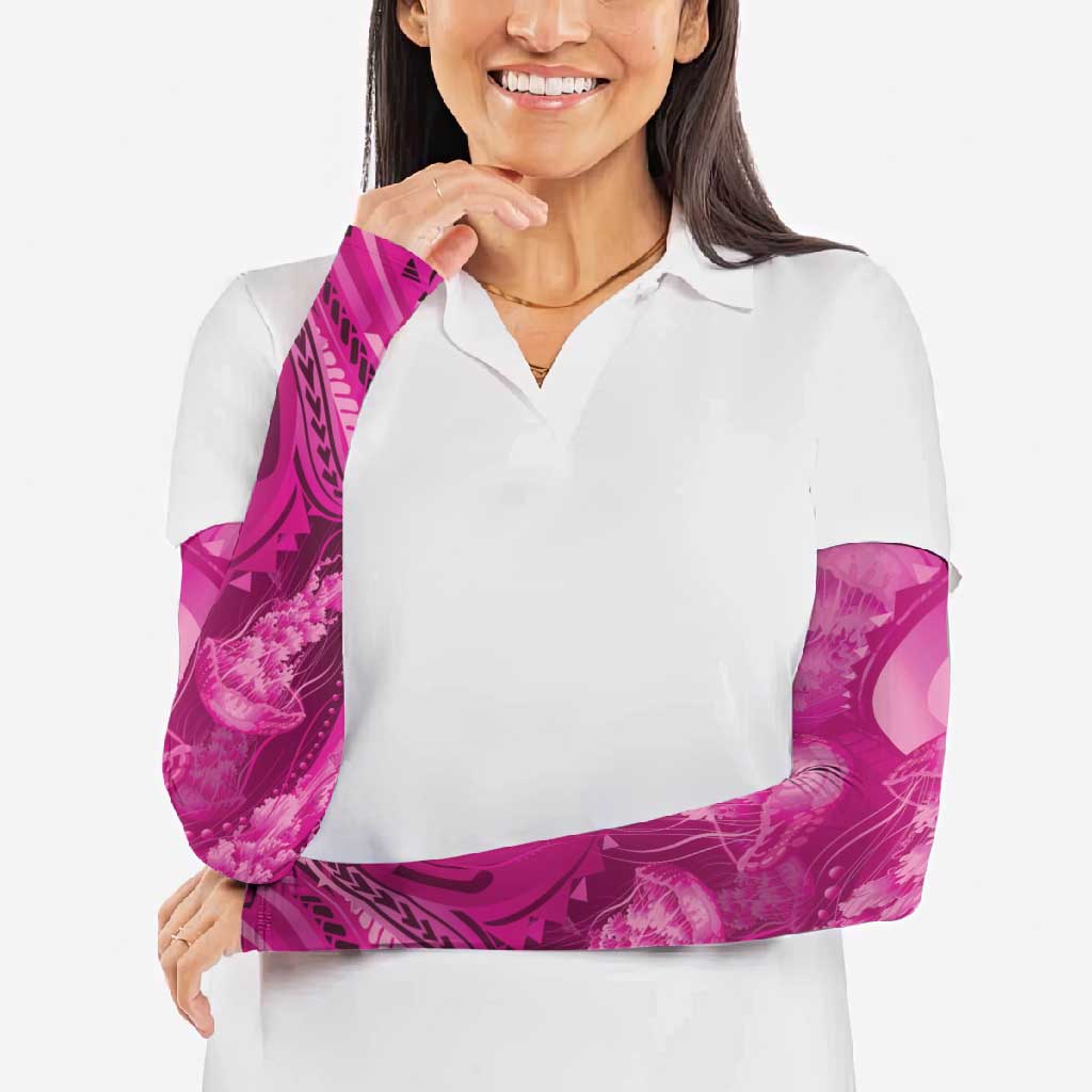 Pink Gradient Polynesia Jellyfish Arm Sleeves Plumeria Polynesian Tattoo Glowing Vibes