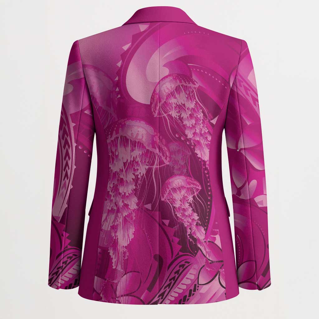 Pink Gradient Polynesia Jellyfish Blazer Plumeria Polynesian Tattoo Glowing Vibes