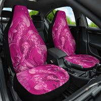 Pink Gradient Polynesia Jellyfish Car Seat Cover Plumeria Polynesian Tattoo Glowing Vibes