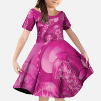 Pink Gradient Polynesia Jellyfish Family Matching Mermaid Dress and Hawaiian Shirt Plumeria Polynesian Tattoo Glowing Vibes LT14 Daughter's Dress Pink - Polynesian Pride