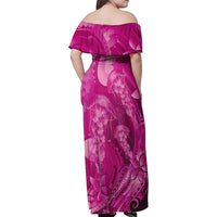 Pink Gradient Polynesia Jellyfish Family Matching Off Shoulder Maxi Dress and Hawaiian Shirt Plumeria Polynesian Tattoo Glowing Vibes LT14 - Polynesian Pride