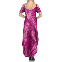 Pink Gradient Polynesia Jellyfish Family Matching Summer Maxi Dress and Hawaiian Shirt Plumeria Polynesian Tattoo Glowing Vibes LT14 - Polynesian Pride