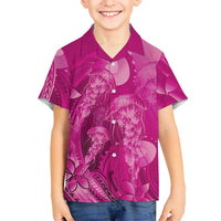 Pink Gradient Polynesia Jellyfish Family Matching Tank Maxi Dress and Hawaiian Shirt Plumeria Polynesian Tattoo Glowing Vibes LT14 Son's Shirt Pink - Polynesian Pride
