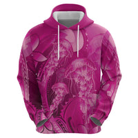 Pink Gradient Polynesia Jellyfish Hoodie Plumeria Polynesian Tattoo Glowing Vibes
