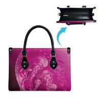 Pink Gradient Polynesia Jellyfish Leather Bag Plumeria Polynesian Tattoo Glowing Vibes