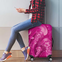 Pink Gradient Polynesia Jellyfish Luggage Cover Plumeria Polynesian Tattoo Glowing Vibes