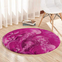 Pink Gradient Polynesia Jellyfish Round Carpet Plumeria Polynesian Tattoo Glowing Vibes LT14 - Polynesian Pride