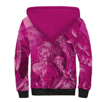 Pink Gradient Polynesia Jellyfish Sherpa Hoodie Plumeria Polynesian Tattoo Glowing Vibes