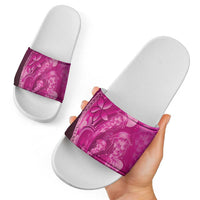 Pink Gradient Polynesia Jellyfish Slide Sandals Plumeria Polynesian Tattoo Glowing Vibes