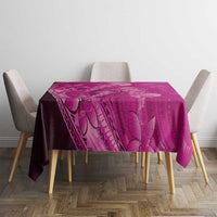 Pink Gradient Polynesia Jellyfish Tablecloth Plumeria Polynesian Tattoo Glowing Vibes