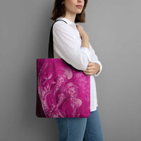 Pink Gradient Polynesia Jellyfish Tote Bag Plumeria Polynesian Tattoo Glowing Vibes