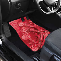 Red Gradient Polynesia Jellyfish Car Mats Plumeria Polynesian Tattoo Glowing Vibes