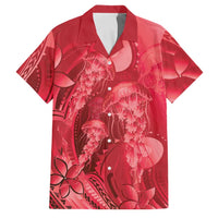 Red Gradient Polynesia Jellyfish Family Matching Summer Maxi Dress and Hawaiian Shirt Plumeria Polynesian Tattoo Glowing Vibes