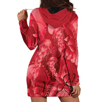 Red Gradient Polynesia Jellyfish Hoodie Dress Plumeria Polynesian Tattoo Glowing Vibes