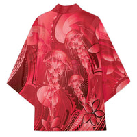 Red Gradient Polynesia Jellyfish Kimono Plumeria Polynesian Tattoo Glowing Vibes