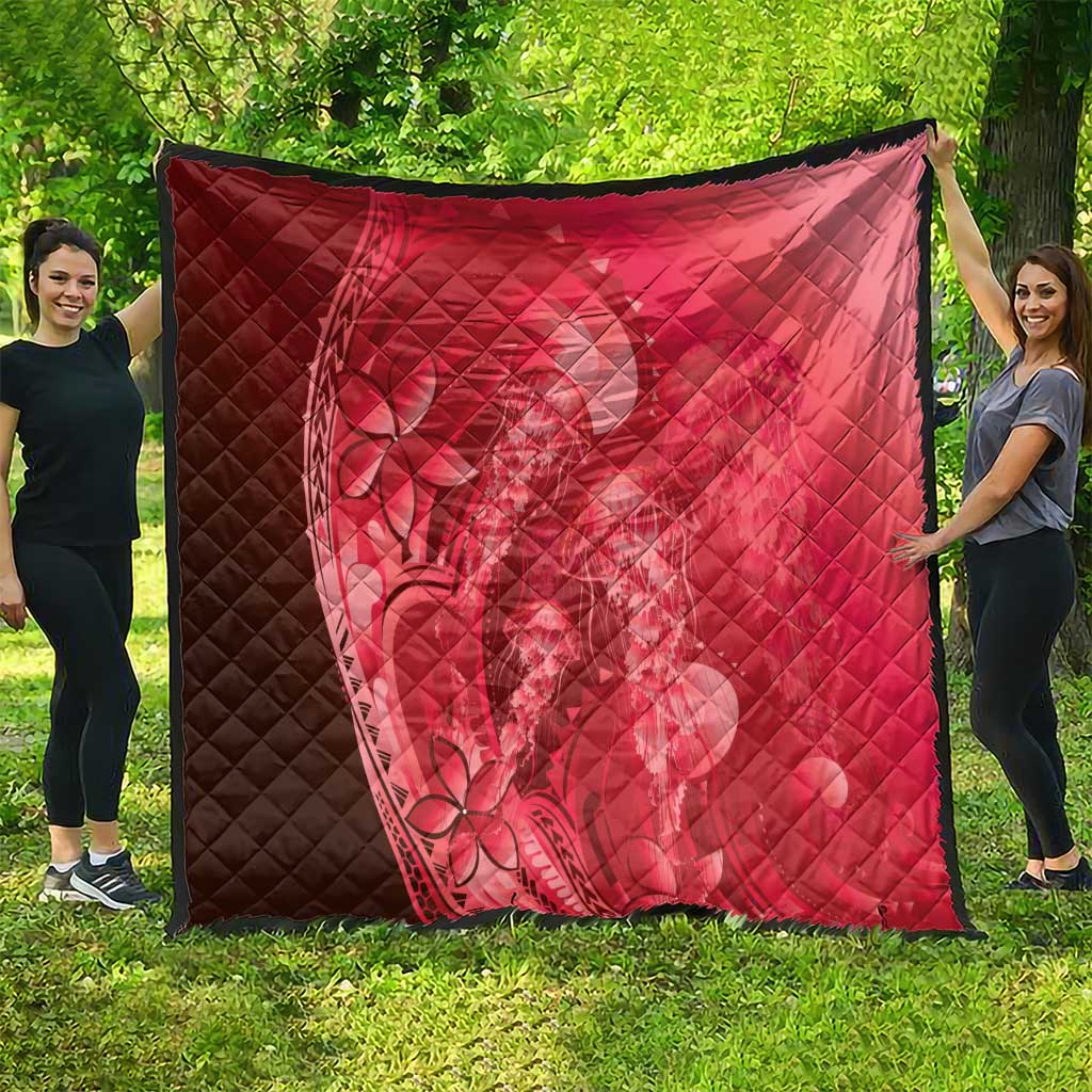 Red Gradient Polynesia Jellyfish Quilt Plumeria Polynesian Tattoo Glowing Vibes