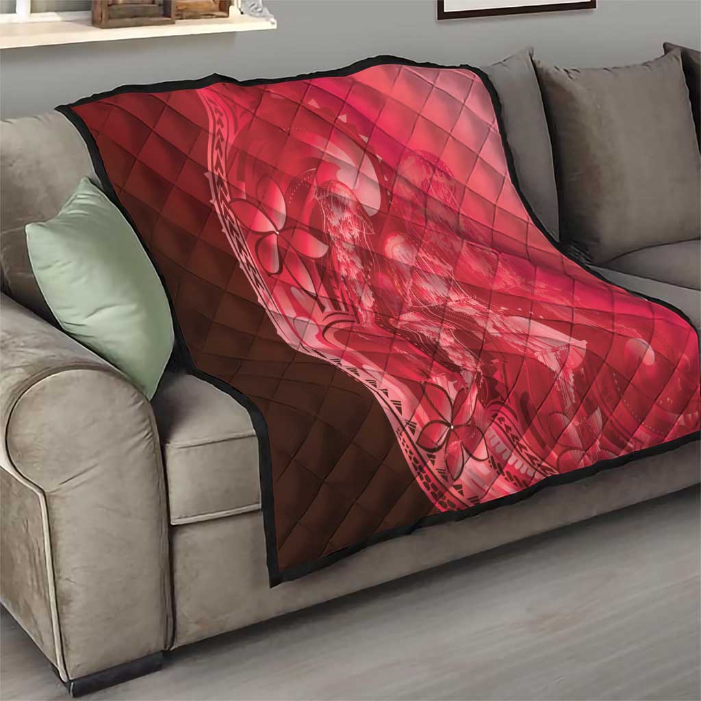 Red Gradient Polynesia Jellyfish Quilt Plumeria Polynesian Tattoo Glowing Vibes