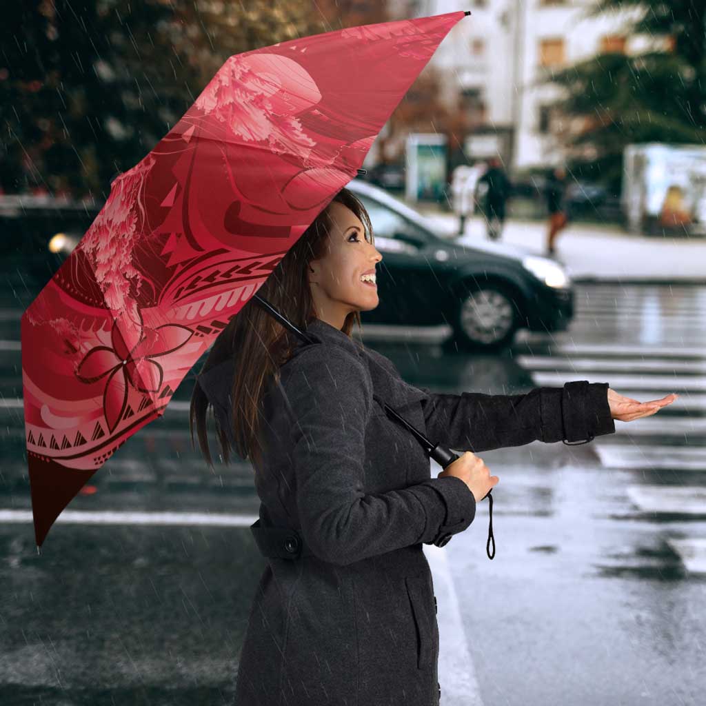 Red Gradient Polynesia Jellyfish Umbrella Plumeria Polynesian Tattoo Glowing Vibes