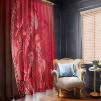 Red Gradient Polynesia Jellyfish Window Curtain Plumeria Polynesian Tattoo Glowing Vibes