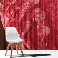 Red Gradient Polynesia Jellyfish Window Curtain Plumeria Polynesian Tattoo Glowing Vibes