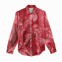 Red Gradient Polynesia Jellyfish Women Casual Shirt Plumeria Polynesian Tattoo Glowing Vibes