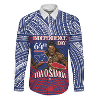 Personalised Samoa Independence Day Family Matching Off The Shoulder Long Sleeve Dress and Hawaiian Shirt 64th Anniversary Toa O Samoa
