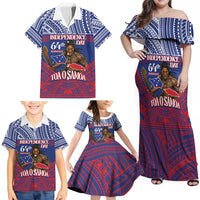 Personalised Samoa Independence Day Family Matching Off Shoulder Maxi Dress and Hawaiian Shirt 64th Anniversary Toa O Samoa