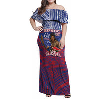 Personalised Samoa Independence Day Family Matching Off Shoulder Maxi Dress and Hawaiian Shirt 64th Anniversary Toa O Samoa