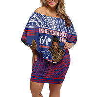 Personalised Samoa Independence Day Off Shoulder Short Dress 64th Anniversary Toa O Samoa