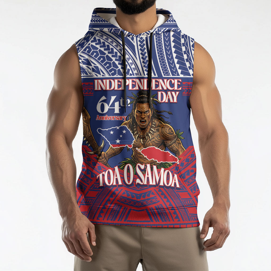 Personalised Samoa Independence Day Sleeveless Hoodie 64th Anniversary Toa O Samoa