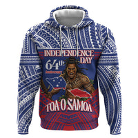 Personalised Samoa Independence Day Zip Hoodie 64th Anniversary Toa O Samoa