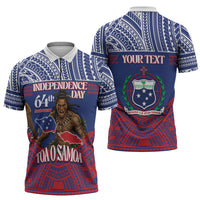 Personalised Samoa Independence Day Zipper Polo Shirt 64th Anniversary Toa O Samoa