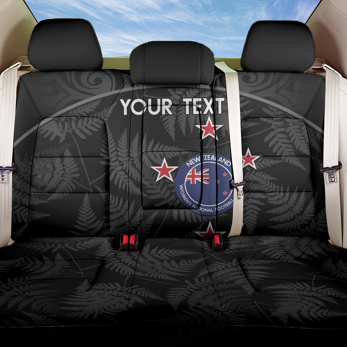 Custom New Zealand Silver Fern Football Back Car Seat Cover Summer 2024 Olympic Go Aotearoa LT14 One Size Black - Polynesian Pride