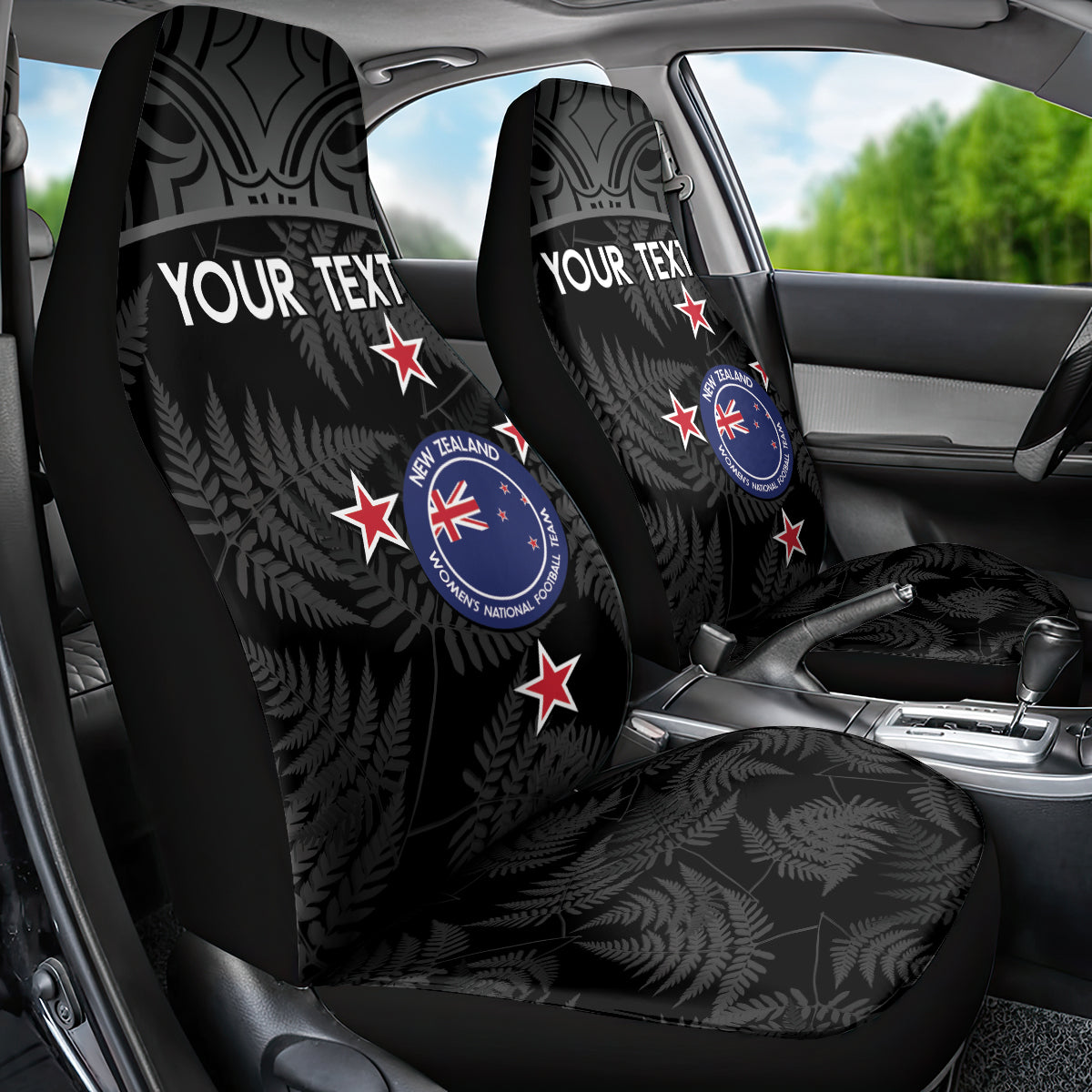 Custom New Zealand Silver Fern Football Car Seat Cover Summer 2024 Olympic Go Aotearoa LT14 - Polynesian Pride