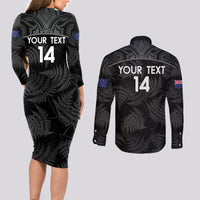 Custom New Zealand Silver Fern Football Couples Matching Long Sleeve Bodycon Dress and Long Sleeve Button Shirt Summer 2024 Olympic Go Aotearoa LT14 - Polynesian Pride