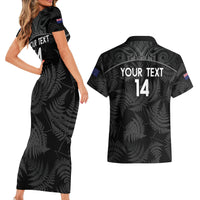 Custom New Zealand Silver Fern Football Couples Matching Short Sleeve Bodycon Dress and Hawaiian Shirt Summer 2024 Olympic Go Aotearoa LT14 - Polynesian Pride